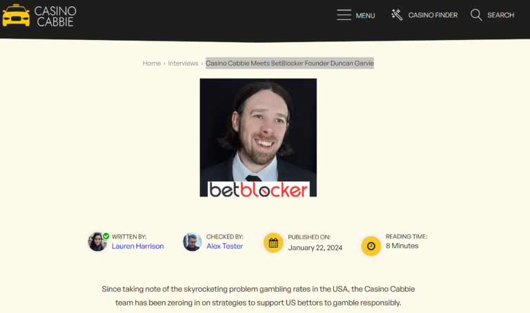 Casino Cabbie Meets BetBlocker Founder Duncan Garvie